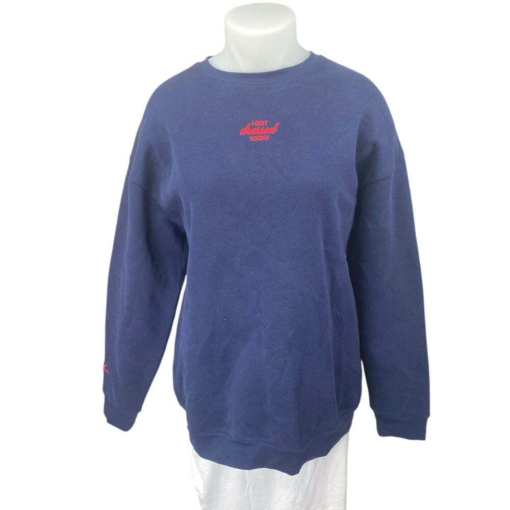 Mayfair Pat On The Back Blue Embroidered Long Sleeve Sweatshirt Sweater Top XXL